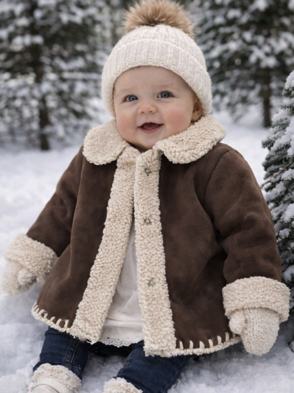 Brown Suede & Fleece Jacket Coat